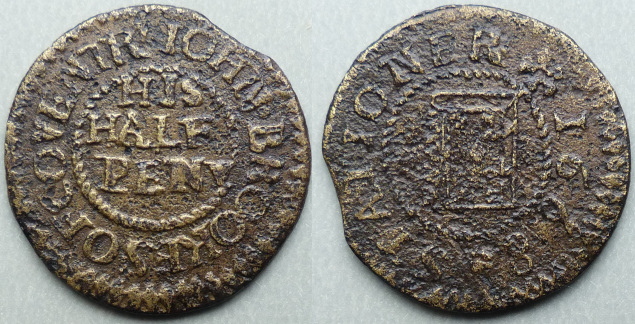 Coventry, John Brookes 1668 halfpenny Coventry, John Brookes 1668 halfpenny